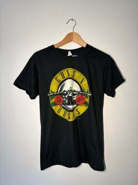 Vintage 1987 Guns N' Roses Black Short Sleeve Graphic Band Tee - Womens Small